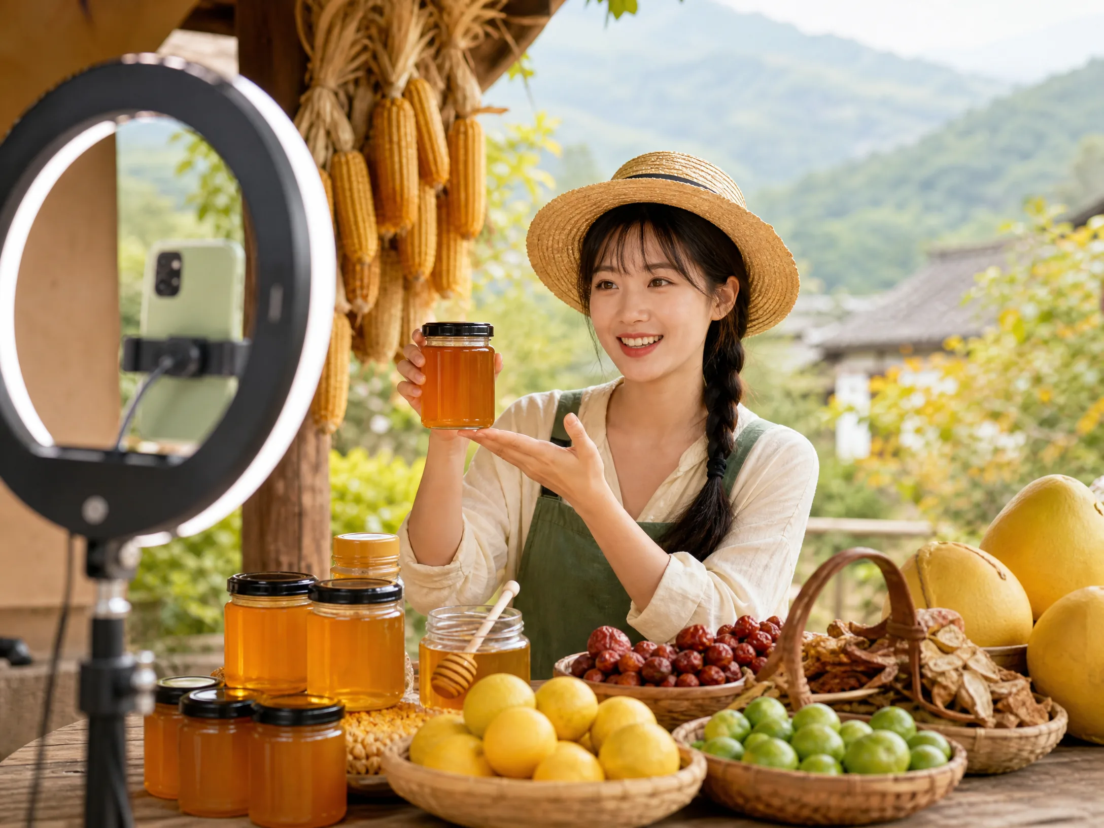乡村主播正在带货新鲜土特产